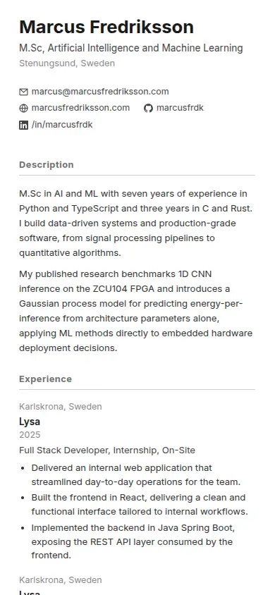 CV mobile view